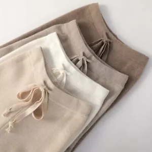 New Fashion Women's Cotton Nylon Blend Wide Leg High Waist Trousers 2024 - Picture 1 of 12