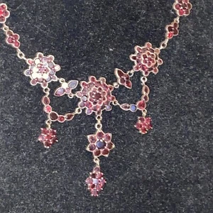 Collana Granato Rosso Boemia 150 Anni Girocollo Antico 17,5” Retro Aperto Leggi - Foto 1 di 23