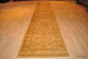 _HAND_MADE_HALL_RUNNER_11 ft LONG Tea washed out beige cream NATURAL WOOL *RUG* - Picture 1 of 12