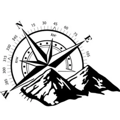 Compass Mountains Vinyl Decals Stickers Graphics For Car Truck Hood Door Decor - Image 1 of 4