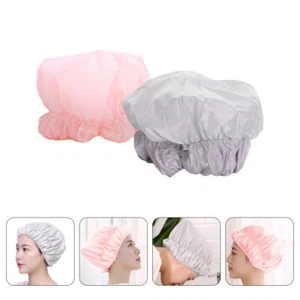 2 Pezzi Cappello Doccia Impermeabile Poliestere Cappello Bagno Donna Miss Cappellini Riutilizzabile - Foto 1 di 12
