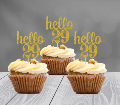 29岁生日装饰闪光蛋糕装饰物(12件套)20种颜色可选 — 第 1/2 张图片