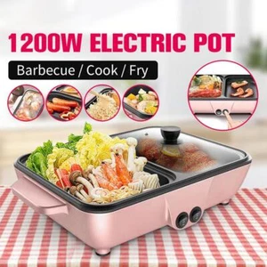 110V/220V 1000W Electric Hot Pot Cooker Smokeless 2 in 1 Cooking Pot for Kitchen - Picture 1 of 9