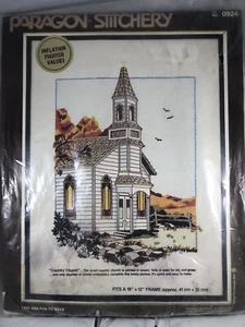 Kit Bordado Crewel Costura Iglesia País Paragon 1982 16"x 12" Enmarcado - Imagen 1 de 5