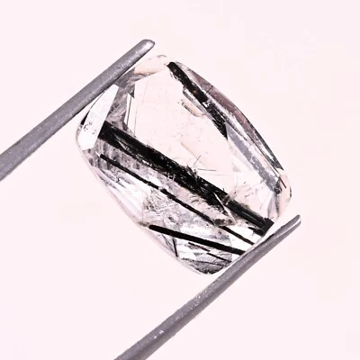 Natural Black Rutile Quartz Radiant Faceted Cut Loose Gemstone 5.80 Ct 14X10X6mm - Image 1 of 3