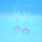 Luminarc Cristal D?Arques Champagne Flutes Glass France Pink Rose Stem Set Of 2