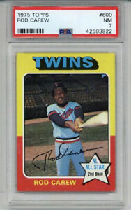 1975 TOPPS #600 ROD CAREW BASEBALL CARD TWINS PSA 7 CENTERED LOW POP NEW LABEL