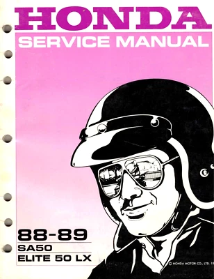 OEM genuino Honda concesionario/propietarios servicio reparación/manual 1988-1989 SA50 Elite 50 LX Foto 1 de 2