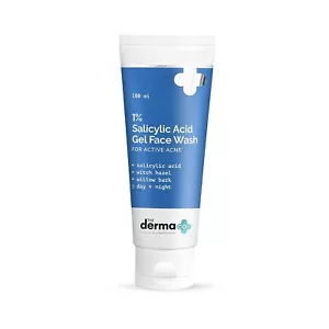 The Derma Co 1% Salicylic Acid Gel Face Wash For Active Acne 100 ML, - Picture 1 of 8