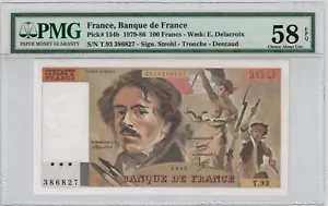 1979-86 FRANCE 100 FRANCS "E. DELACROIX" PMG 58 EPQ PK 154b Uncirculated - Picture 1 of 2