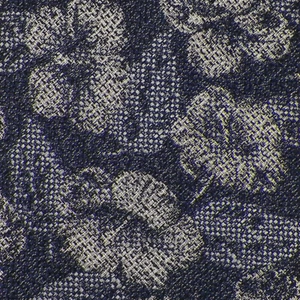 THEORY Mens Navy Ivory HIBISCUS Woven Silk SKINNY Tie USA NWT - Picture 1 of 3