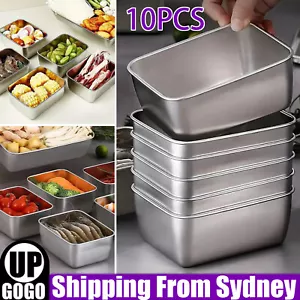 10Pcs Stainless Steel Covered Freshness Boxes Reusable Food Containers Stackable - Picture 1 of 11