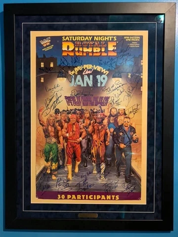 WWF WWE Vintage Original Royal Rumble 1991 Poster Signed! Warrior Hogan Bret HBK Cover