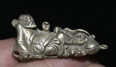 3CM Old Dynasty Miao Silver Zhong Kui Grab Small Ghost Exorcize Amulet Pendant - Image 1 of 4