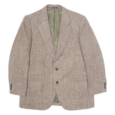 Vintage HARRIS TWEED Blazer Tweed Jacket Brown Wool 90s Chevron Mens M