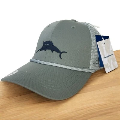 NEW Tommy Bahama Marlin Patch Trucker Mesh Hat Margarita Cap Grey One Size - Image 1 of 4