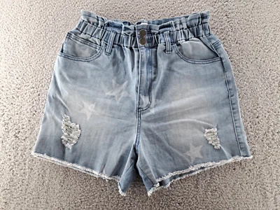Earl Jean Shorts Womens Medium Blue Distressed Stars July 4th Pockets 3.5" - Image 1 of 4