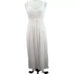 Sincerely Jules Sun Dress Sz XS White Pleated Minimalist Feminine Crochet Rayon - Picture 1 of 11
