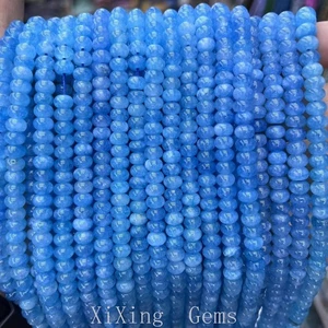 Cuentas espaciadoras rondelle calcedonia azul teñido de alta calidad de 4x6 mm para hacer joyas - Imagen 1 de 6