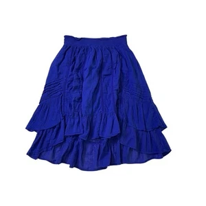 HD in Paris Royal Blue Kayla Ruffle Gauze Skirt Size XS Layered Lace Trim - Picture 1 of 15