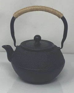 Japanese Style Black Wrapped Handle Cast Iron Teapot Tea Kettle Pot - Picture 1 of 9