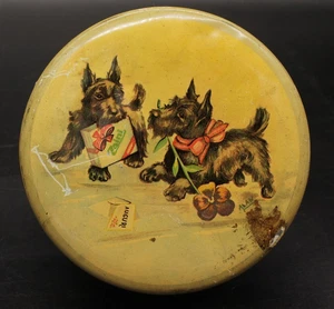 Antica Scatola Latta Alluminio Pubblicità Zaini - Animali, Cani, Terrier - Foto 1 di 6