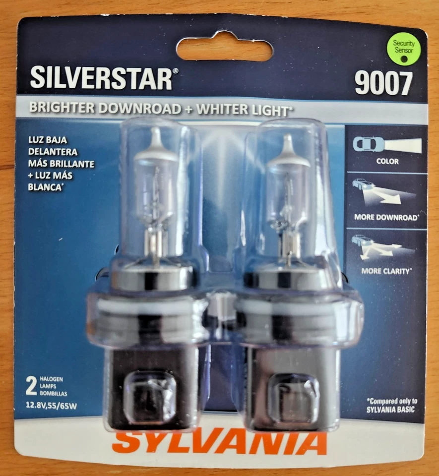 Sylvania SilverStar 9007 Brighter Whiter Halogen Headlight 2 Bulbs - BRAND NEW Foto 1 de 1