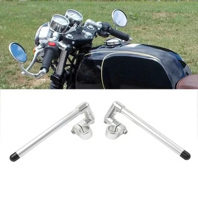 Silver Cafe Racer Bars 7/8" Universal Clip-On Handlebar Fork Tube  32MM - Image 1 of 4