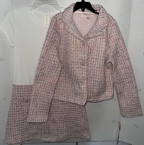 NWT Girls Biscotti Collezioni Size 4 Pink Tweed Dress & Coat Jacket Set Pageant - Picture 1 of 9