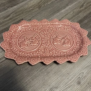 Bordallo Pinheiro Keramik Rosa Hase Platte 13” x 8” Kaninchen Hergestellt in Portugal - Bild 1 von 6