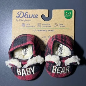 Dluxe by Dearfoams "BABY BEAR" slippers - Sizes: 0-3, 3-6, 6-9, 9-12 Months - Picture 1 of 16