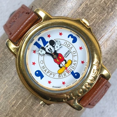 Винтажные женские кварцевые аналоговые часы Lorus V421-0020 Mickey Mouse кожа 6 3/4 дюйма - Изображение 1 из 4