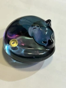 Vintage deutsche GW Amethyst lila Kristall schlafende Katze Briefbeschwerer - Bild 1 von 6