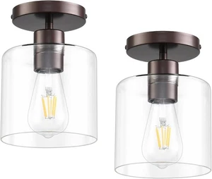 Öl eingerieben Bronze Halb Unterputz Deckenleuchte Modern Landhaus 2er Pack - Bild 1 von 11