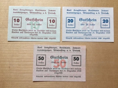 WIMPASSING: Karl HENGSTBERGER, 10, 20, 50 Heller, 2. Auflage, Drfa. 34 mm - Bild 1 von 2