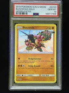2019 Pokemon Sun & Moon Hidden Fates Buzzwole Holo Shiny #SV24 PSA 10 GEM MINT - Picture 1 of 2