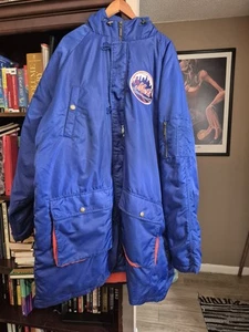 New York Mets Jacket Parka Hooded With Fur Hood 4XL MLB Coat Vintage Rare NY - Picture 1 of 5