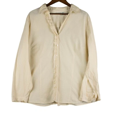 L.L. Blusa Bean para mujer 2X con volantes talla grande algodón cottagecore abotonada Foto 1 de 4