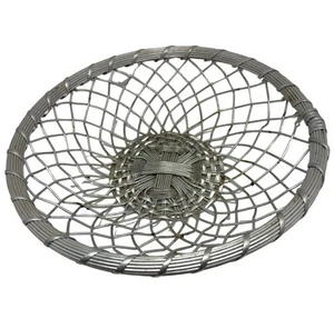 "Cesta de huevos redonda de metal tejida de aluminio francesa vintage rústica granja 11,5"" X 2""" - Imagen 1 de 4