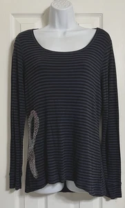 LIVE AND LET LIVE DAMEN GRÖSSE M STREIFEN VERZIERTES BAND PULLOVER HI LOW BLUSE - Bild 1 von 24