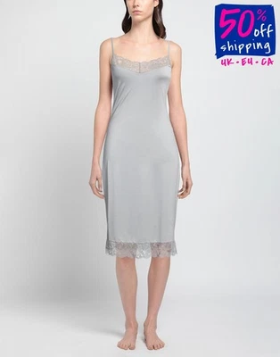 PVP €140 HANRO Camisón Midi Sin Mangas Talla XS Borde de Encaje Correas Ajustables Foto 1 de 4