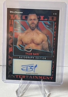 2021 WWE Topps Chrome Slam Attax - Tyler Bate Black Refractor Auto 22/50 A-TB - Image 1 of 4