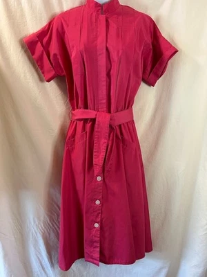 Vintage Handmade Dress Mom Secretary Y2K 1980's Button Front Pockets 14/16 - Image 1 of 4