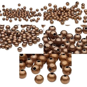 20 Antiqued Copper Round Spacer Accent Beads Small - Big Plated Steel Metal - Picture 1 of 6