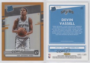 2020 Panini Donruss Optic Rated Orange Prizm /199 Devin Vassell #161 Rookie RC