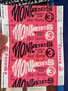 1967 A&BC THE MONKEES REAL PHOTOS COMPLETE WAX BUBBLE GUM WRAPPER DEEP COLORS - Picture 1 of 6