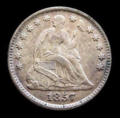 1857 SILVER USA SEATED LIBERTY HALF DIME COIN EXTRA FINE CONDITION - Image 1 of 2