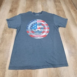 Marvel Avengers Assemble Captain America USA Stars Stripes Shield T-Shirt Large - Picture 1 of 6