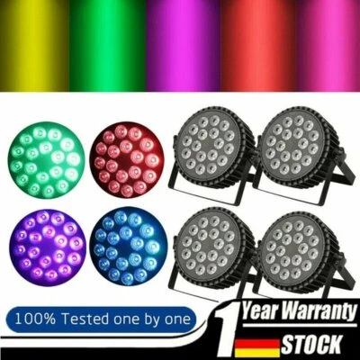 4x 270W PAR Can 18 LED RGBW DMX Party Halloween Bühnenlicht Bühnenbeleuchtung - Bild 1 von 4