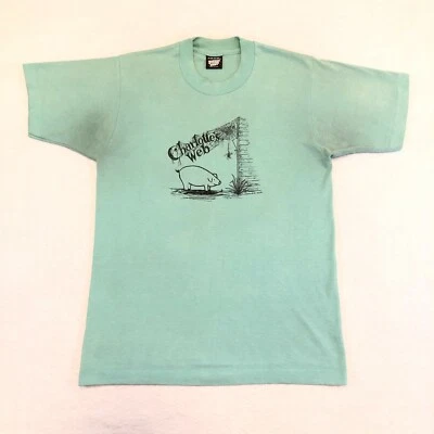 Camiseta vintage Charlotte's Web verde azulado gráfico hecha en EE. UU. puntada única para mujer M Foto 1 de 4